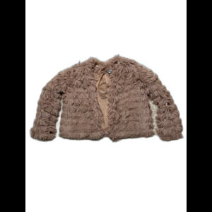 Shaggy Fringe Faux Fur Jacket – Festive Holiday Party Dressy, Vintage Glam M